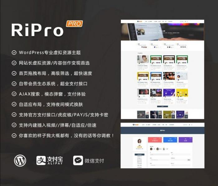 ripro主题增强完美版+增加易支付（免挂）+以修复直接开通会员-蜜桃源碼